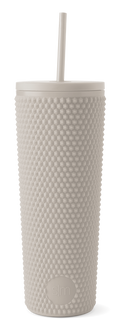 Textured Plastic Classic Tumbler with Straw Lid - Almond Birch